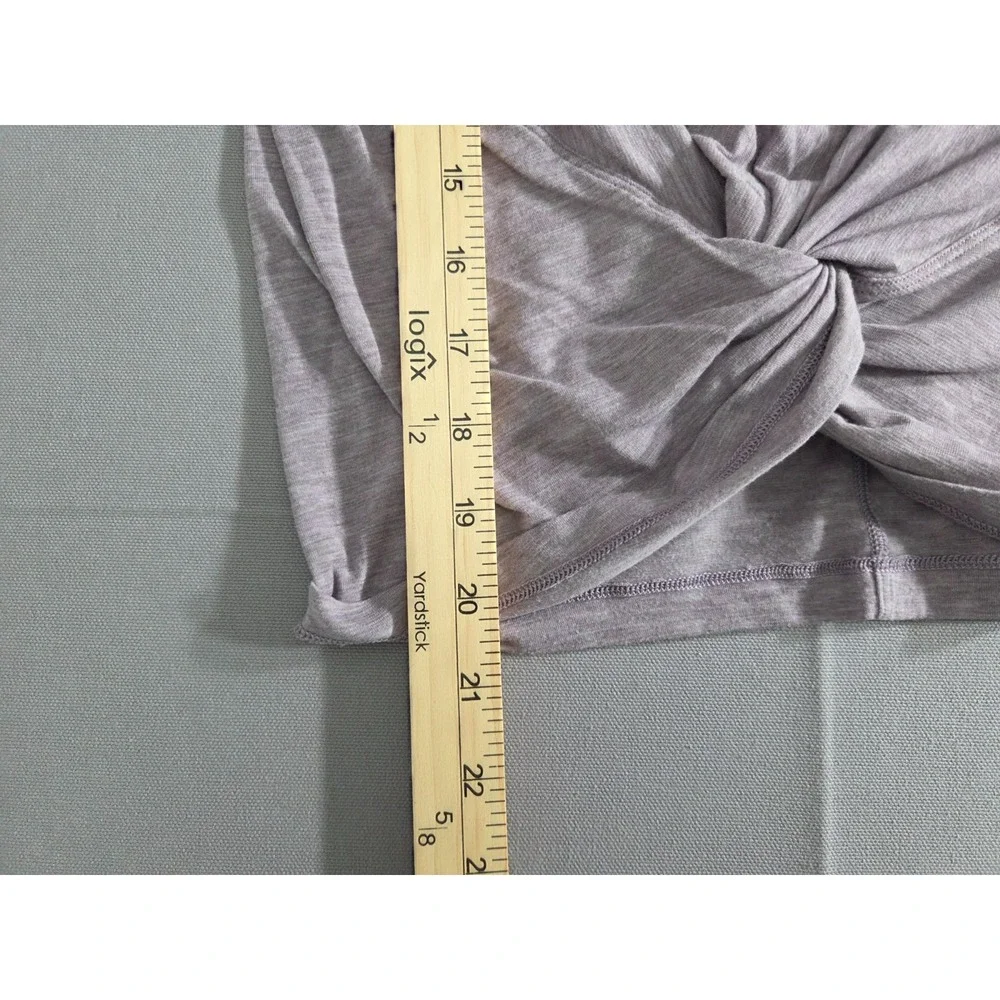 Lululemon Shirt Womens 4 Heathered Purple Crescent Tee Front Twist Knot Casual